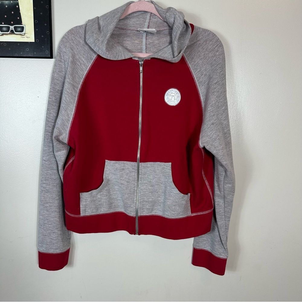 Walt Disney World Zip-Up Hoodie Red & Gray Colorblock Mickey Patch